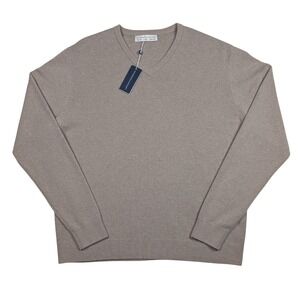 Holderness & Bourne V-Neck Sweater Mens XXL Brown Merino Cashmere Stableford NEW